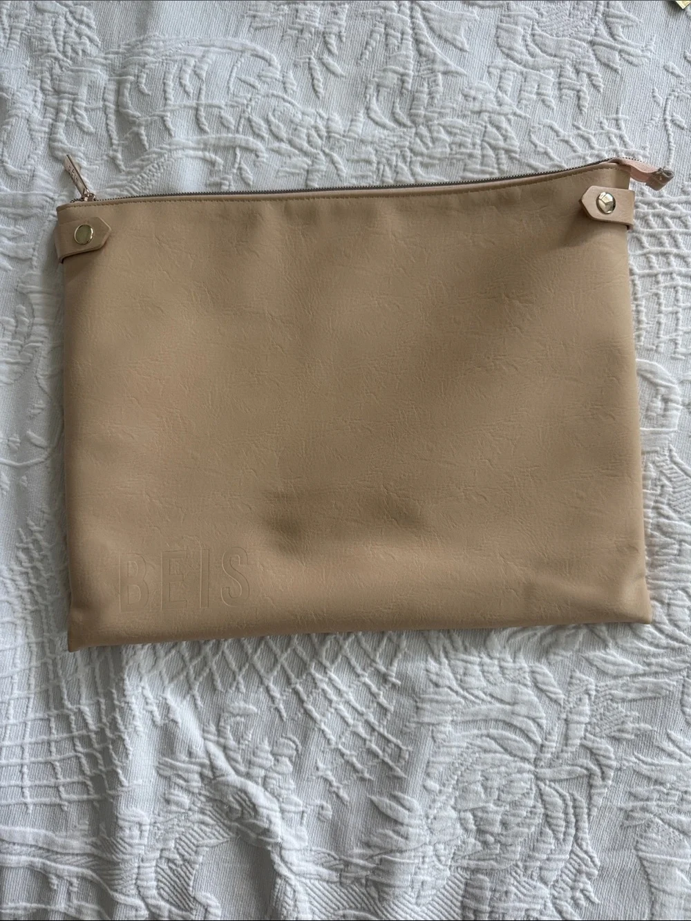 BEIS Beige Travel Pouch with Zip